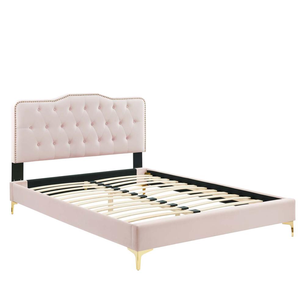 Amber Tufted Performance Velvet Twin Platform Bed