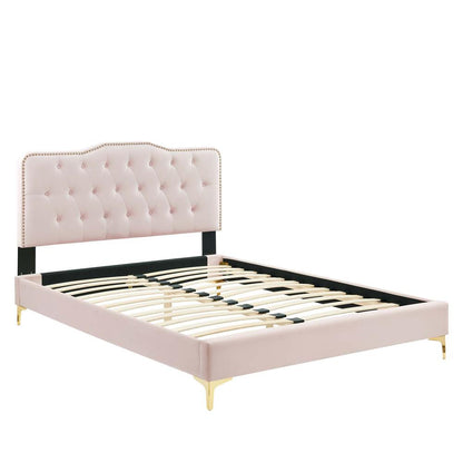 Amber Tufted Performance Velvet Twin Platform Bed