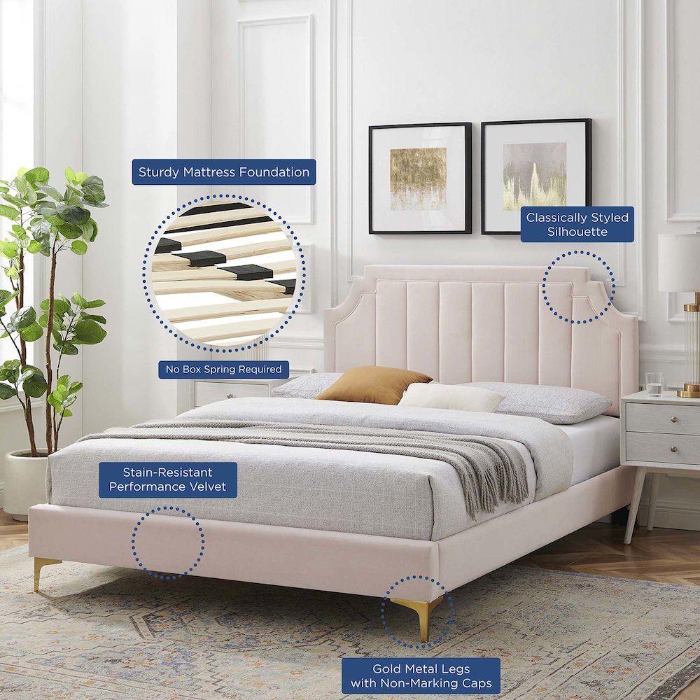 Sienna Performance Velvet Full Platform Bed
