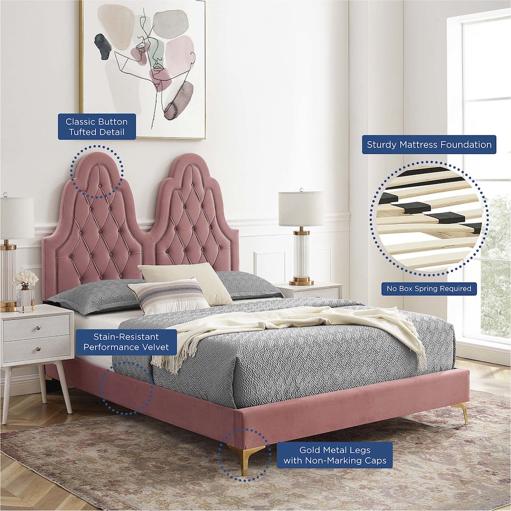 Alexandria Tufted Performance Velvet Twin Platform Bed