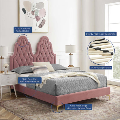 Alexandria Tufted Performance Velvet Twin Platform Bed