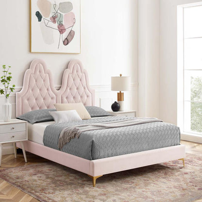 Alexandria Tufted Performance Velvet Twin Platform Bed - Pink MOD-6931-PNK