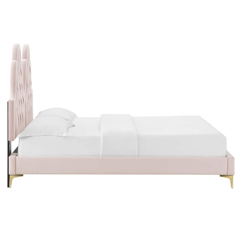 Alexandria Tufted Performance Velvet Twin Platform Bed - Pink MOD-6931-PNK