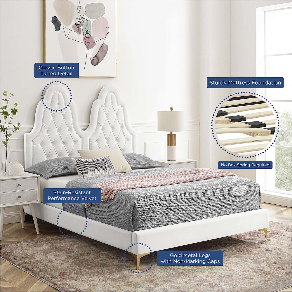 Alexandria Tufted Performance Velvet Twin Platform Bed