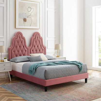 Alexandria Tufted Performance Velvet Twin Platform Bed - Dusty Rose MOD-6933-DUS