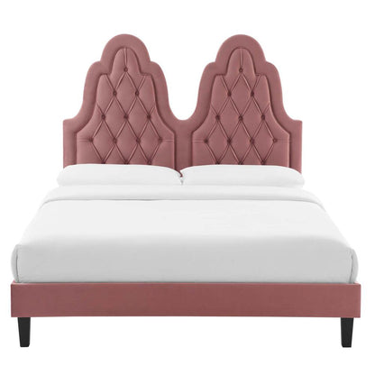 Alexandria Tufted Performance Velvet Twin Platform Bed - Dusty Rose MOD-6933-DUS