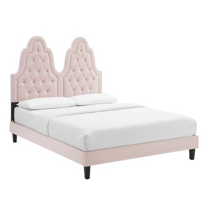 Alexandria Tufted Performance Velvet Twin Platform Bed - Pink MOD-6933-PNK