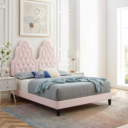Alexandria Tufted Performance Velvet Twin Platform Bed - Pink MOD-6933-PNK