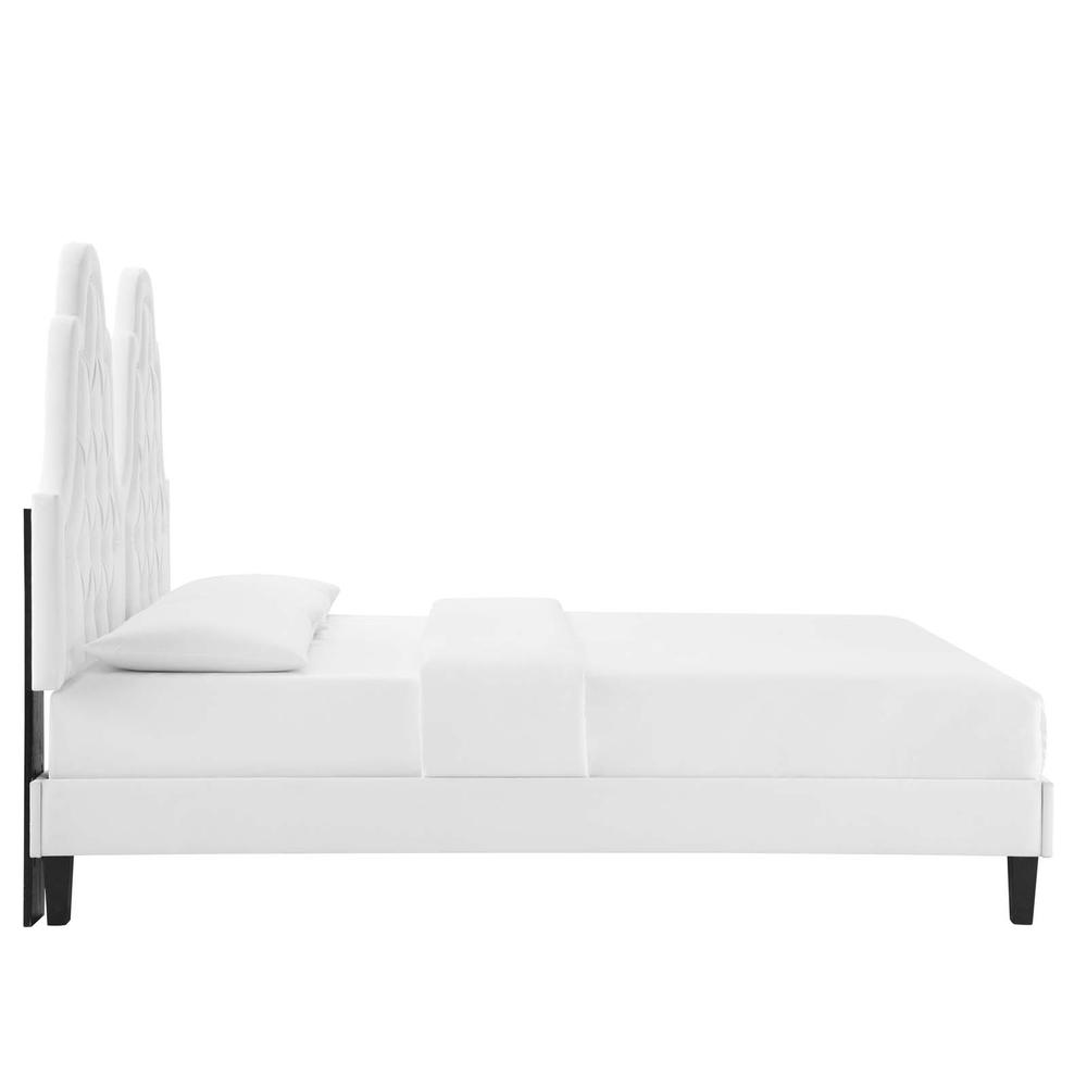 Alexandria Tufted Performance Velvet Twin Platform Bed - White MOD-6933-WHI