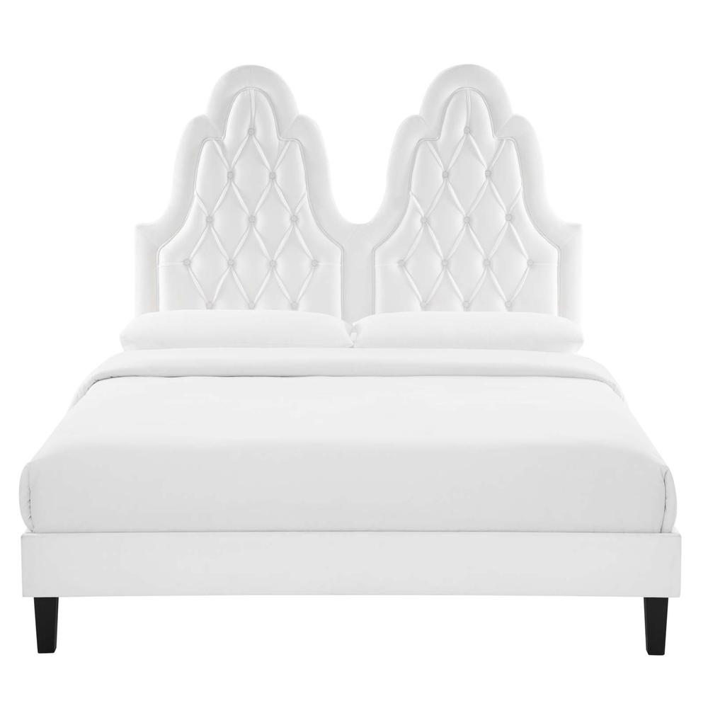 Alexandria Tufted Performance Velvet Twin Platform Bed - White MOD-6933-WHI