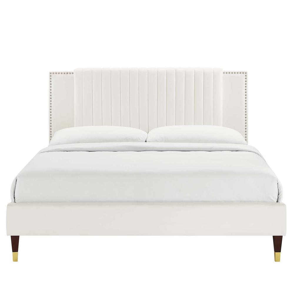 Zahra Channel Tufted Performance Velvet Queen Platform Bed