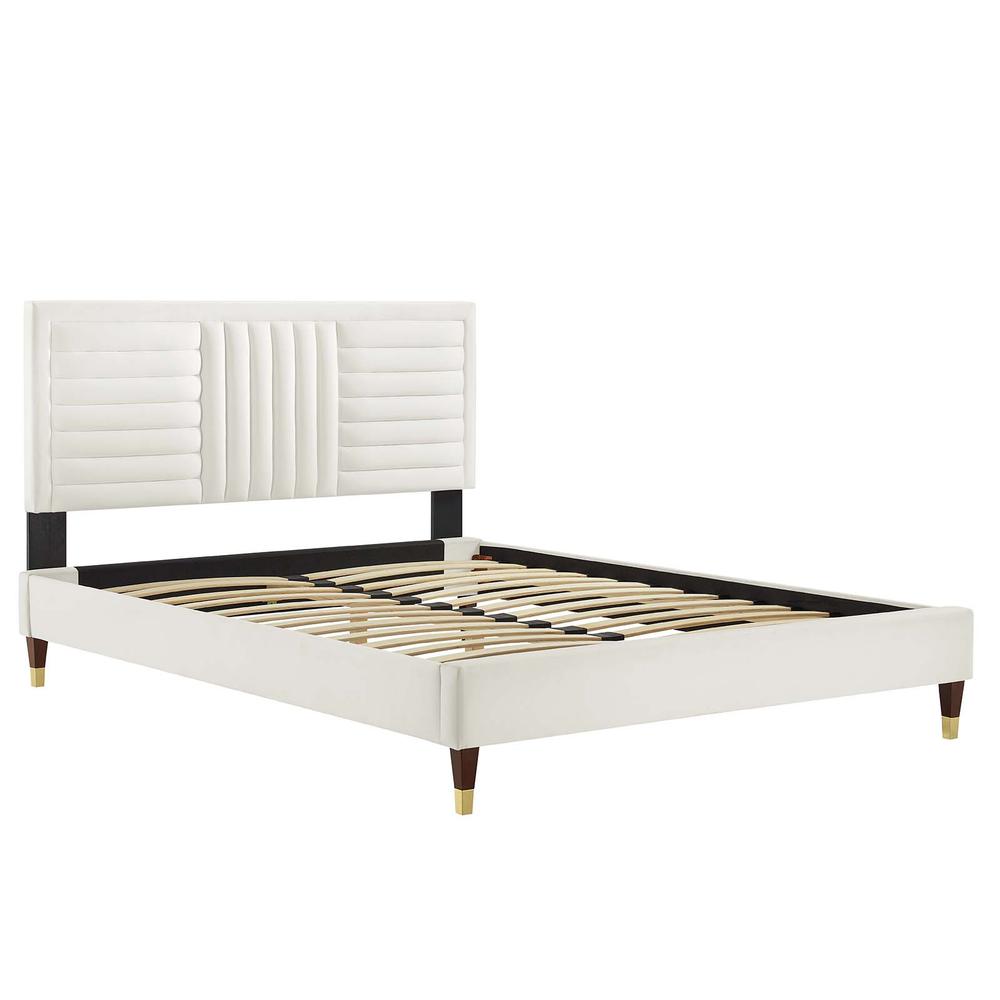 Sofia Channel Tufted Performance Velvet Queen Platform Bed