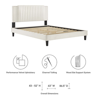 Zahra Channel Tufted Performance Velvet Queen Platform Bed