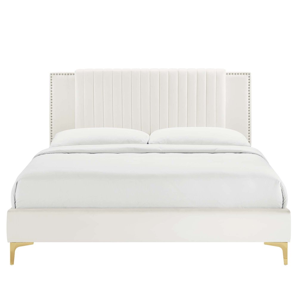 Zahra Channel Tufted Performance Velvet Queen Platform Bed