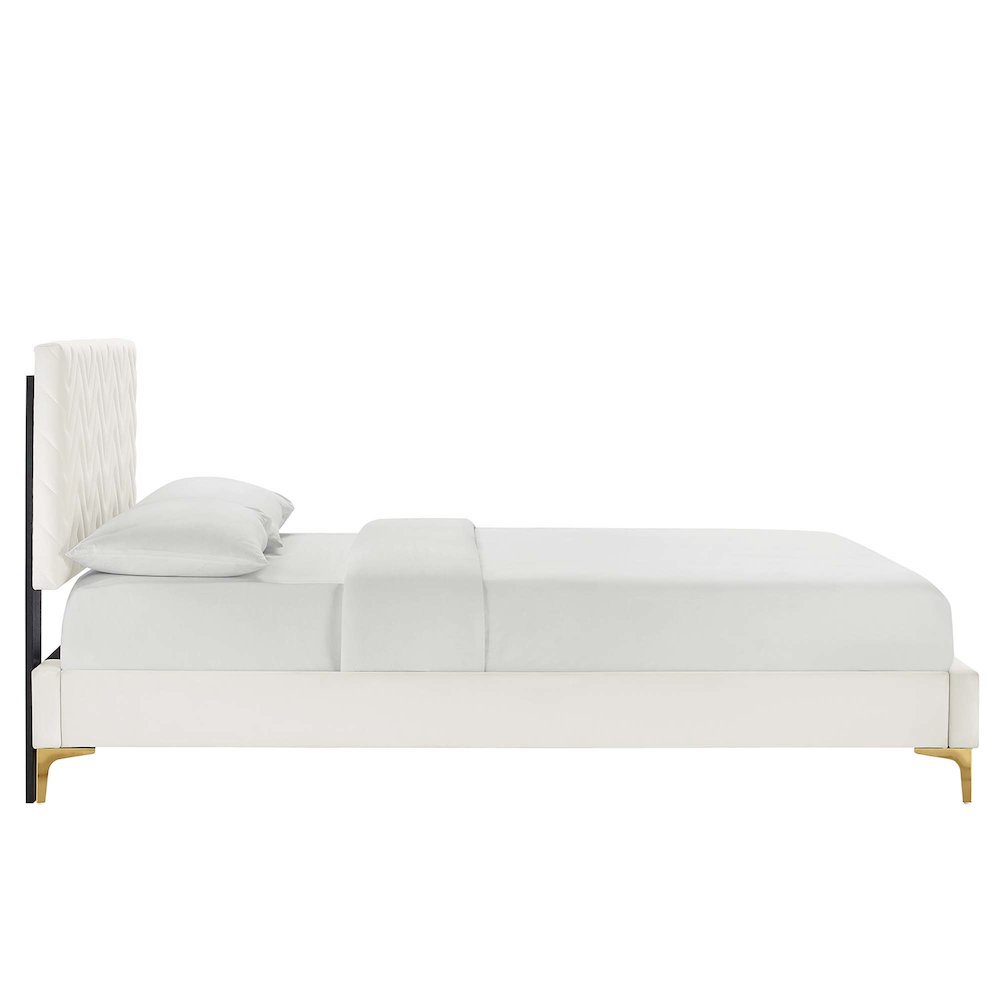 Leah Chevron Tufted Performance Velvet Twin Platform Bed