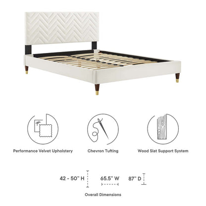 Leah Chevron Tufted Performance Velvet Full Platform Bed