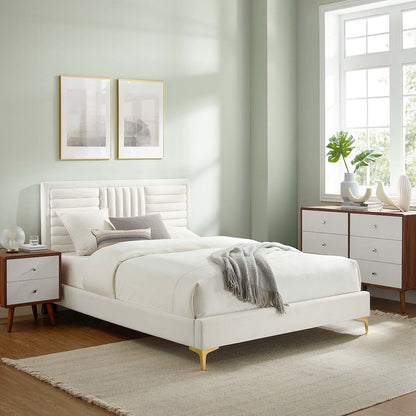 Sofia Channel Tufted Performance Velvet King Platform Bed