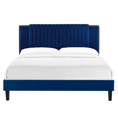 Zahra Channel Tufted Performance Velvet King Platform Bed