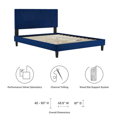 Yasmine Channel Tufted Performance Velvet King Platform Bed