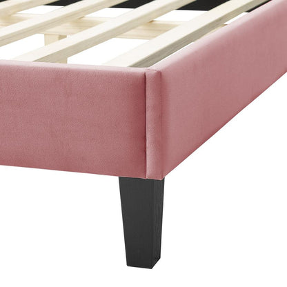 Soleil Performance Velvet Twin Bed - Dusty Rose MOD-7033-DUS