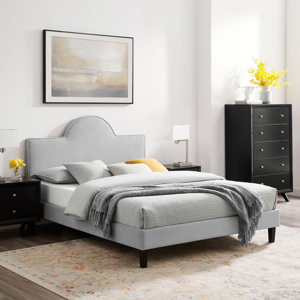 Soleil Performance Velvet King Bed - Light Gray MOD-7035-LGR