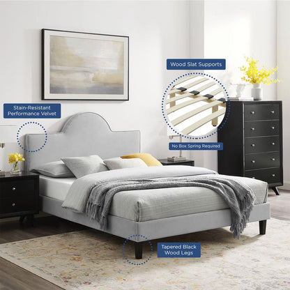 Soleil Performance Velvet King Bed - Light Gray MOD-7035-LGR