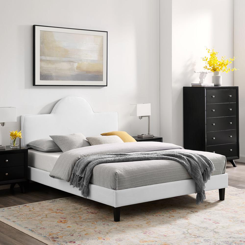 Soleil Performance Velvet King Bed - White MOD-7035-WHI