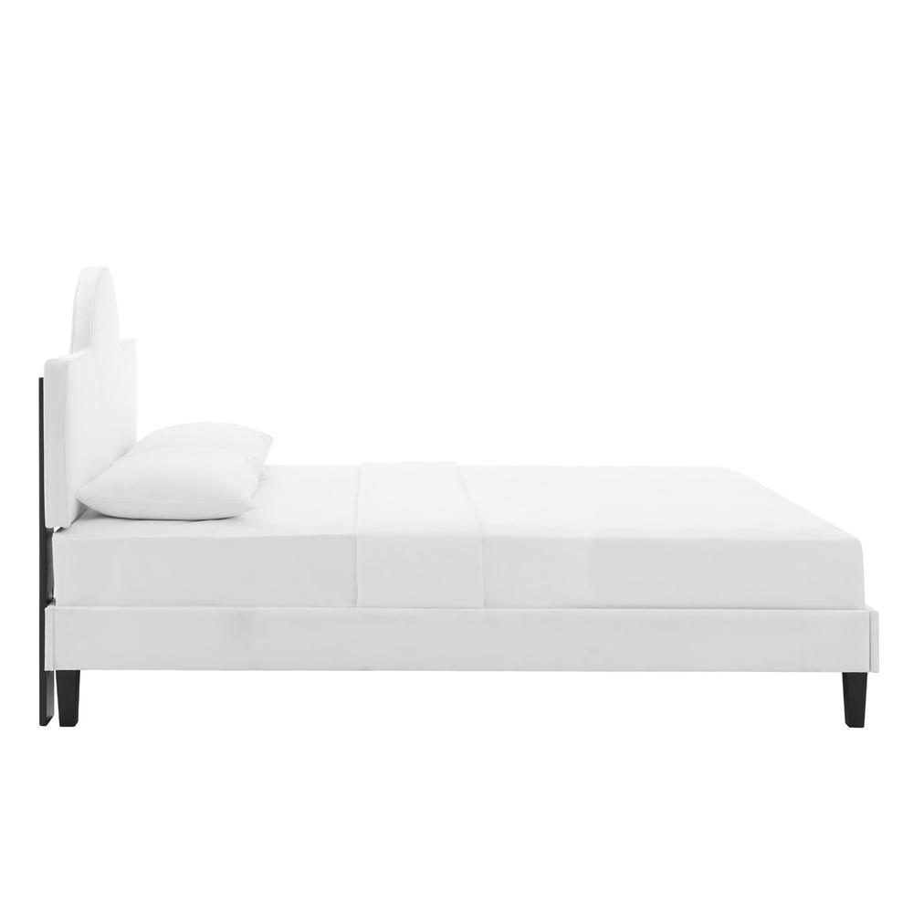 Soleil Performance Velvet King Bed - White MOD-7035-WHI
