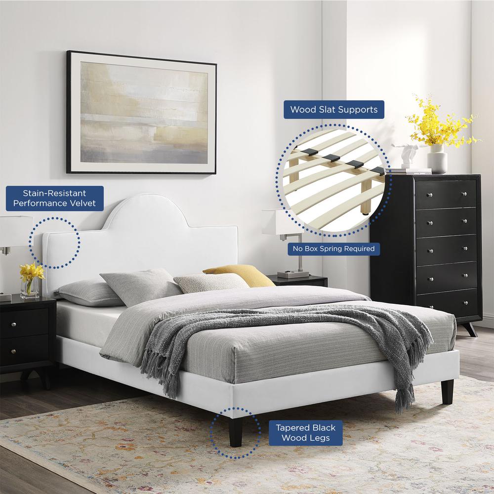 Soleil Performance Velvet King Bed - White MOD-7035-WHI
