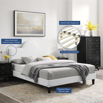 Soleil Performance Velvet King Bed - White MOD-7035-WHI