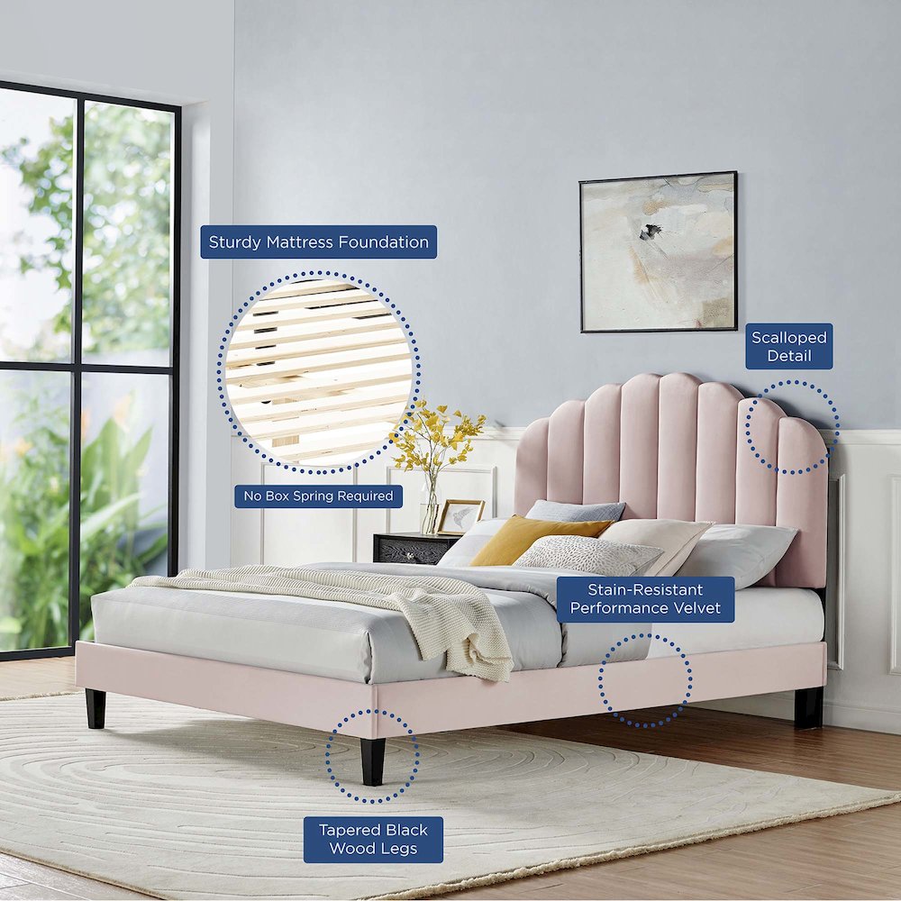 Daisy Performance Velvet Full Platform Bed
