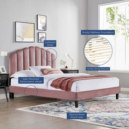 Daisy Performance Velvet Twin Platform Bed