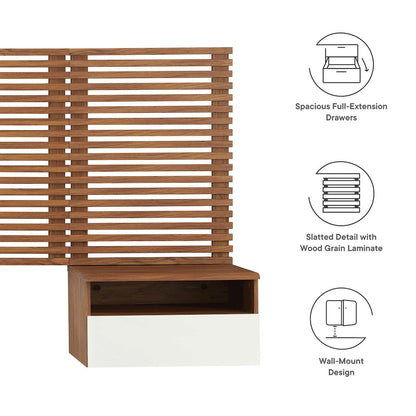 Render Wall Mount King Headboard and Modern Nightstands