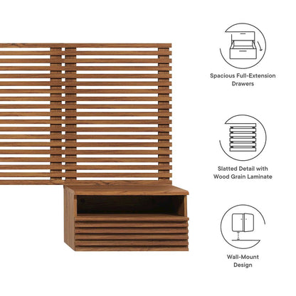 Render Wall Mount King Headboard and Modern Nightstands