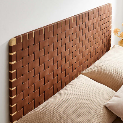 Sparta Weave Wall-Mount Vegan Leather Queen Headboard