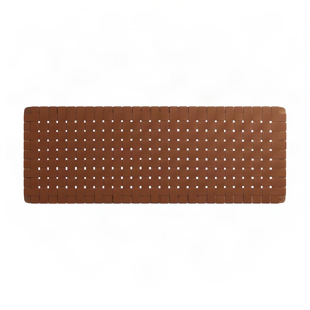Woven Faux Leather Wall-Mount Upholstered Queen Headboard, Walnut Brown