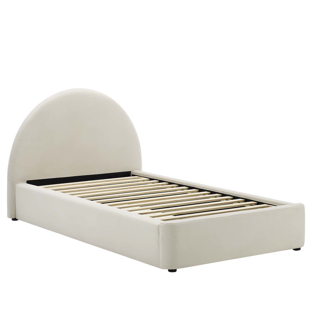 Resort Performance Velvet Arched Round Twin Platform Bed