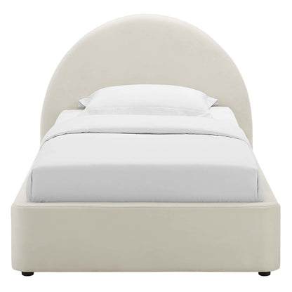 Resort Performance Velvet Arched Round Twin Platform Bed
