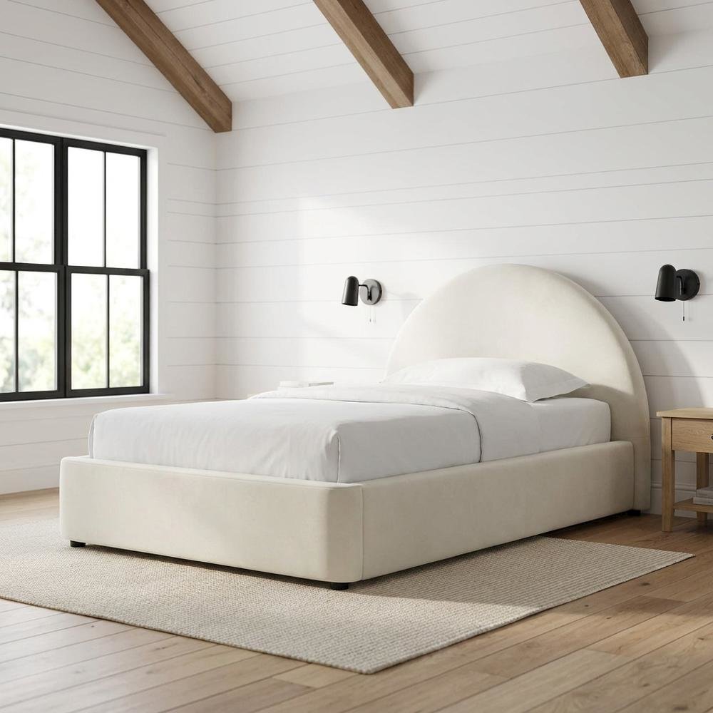 Performance Velvet Platform Bed, Alabaster