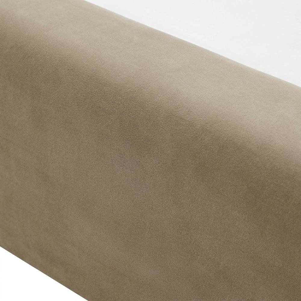 Performance Velvet Platform Bed with Arched Round Tall Headboard Frame, Taupe
