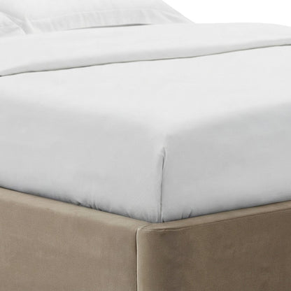 Performance Velvet Full Platform Bed Frame with Arched Round Headboard, Taupe