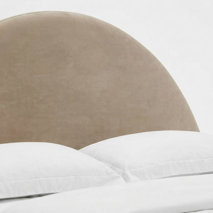 Performance Velvet Full Platform Bed Frame with Arched Round Headboard, Taupe