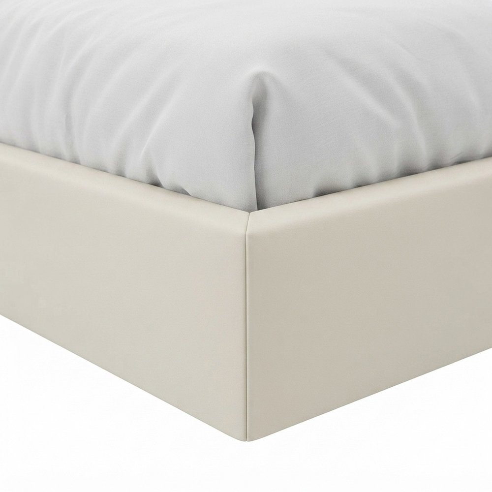 Performance Velvet Queen Platform Bed with Arched Round Headboard, Alabaster