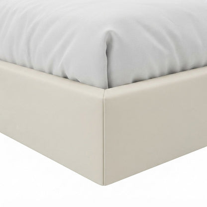 Performance Velvet Queen Platform Bed with Arched Round Headboard, Alabaster