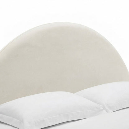 Performance Velvet Queen Platform Bed with Arched Round Headboard, Alabaster