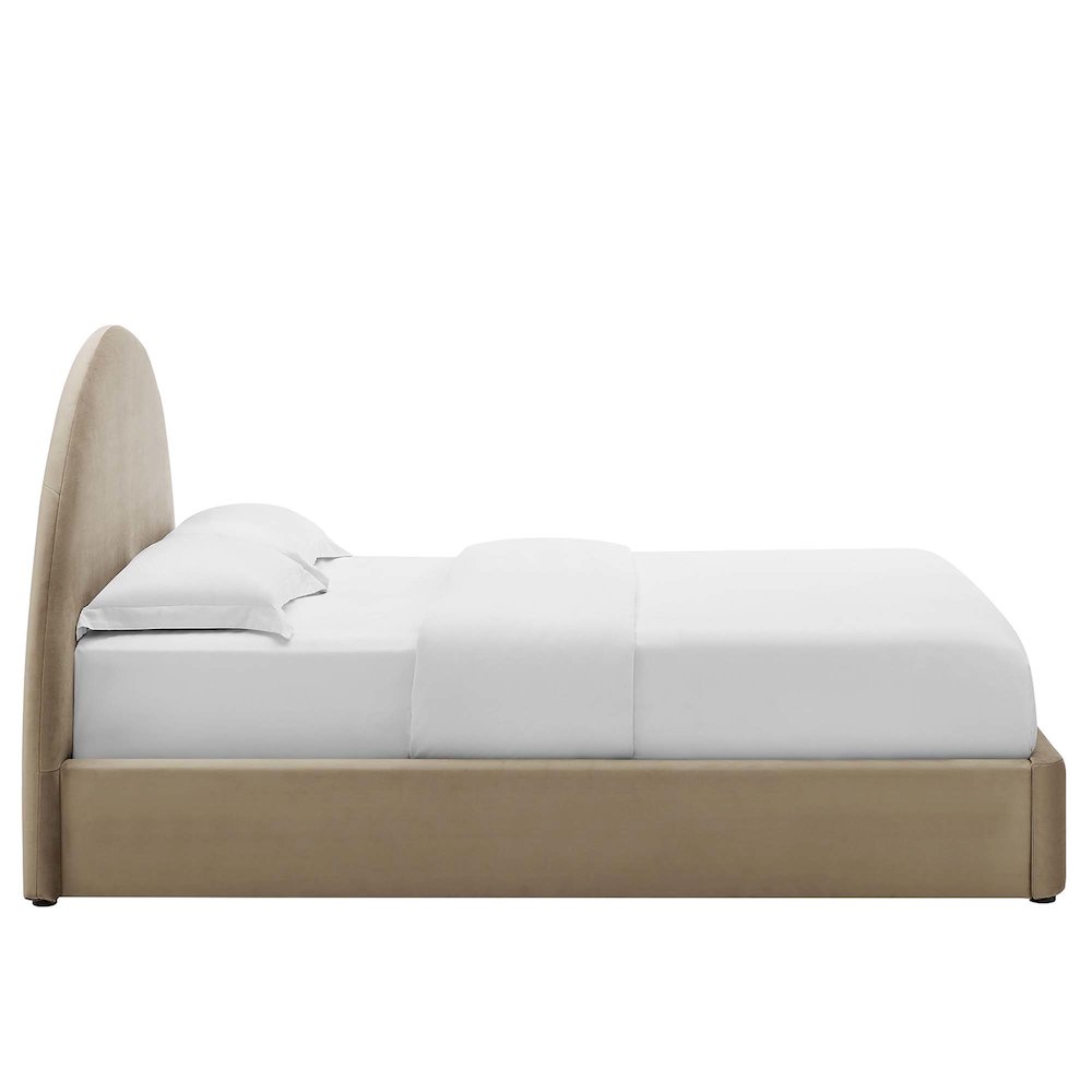 Resort Performance Velvet Arched Round Queen Platform Bed
