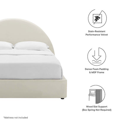 Resort Performance Velvet Arched Round King Platform Bed
