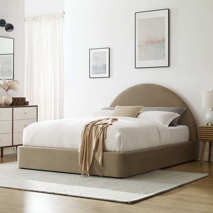 Resort Performance Velvet Arched Round King Platform Bed