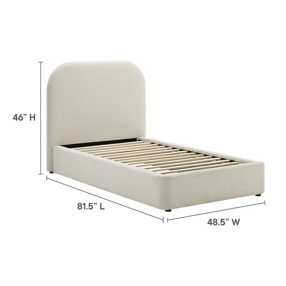 Keynote Upholstered Fabric Curved Twin Platform Bed