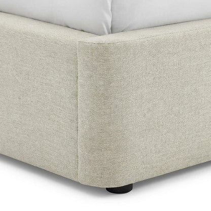 Fabric Curved Platform Bed with Cloud Headboard, Twin Bed Frame, Ivory